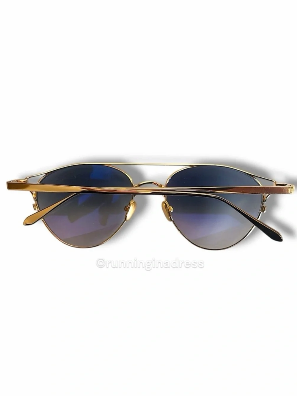 Linda Farrow Omar Gold Aviator Sunglasses LFL804 C7 Titanium NWT Full Set